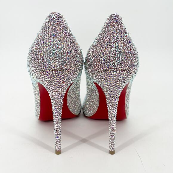 Christian Louboutin Kate Strass Pink Suede Crystal Pointed Toe Heels EU 38.5 - Picture 8 of 10